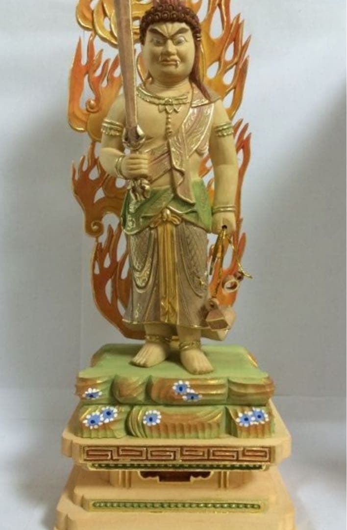 不動明王　木彫　高31cm 新品 柘植　仏像 楽天市場】【総高31cm】不動明王 木彫 仏像 一刀彫 / 素材：柘植