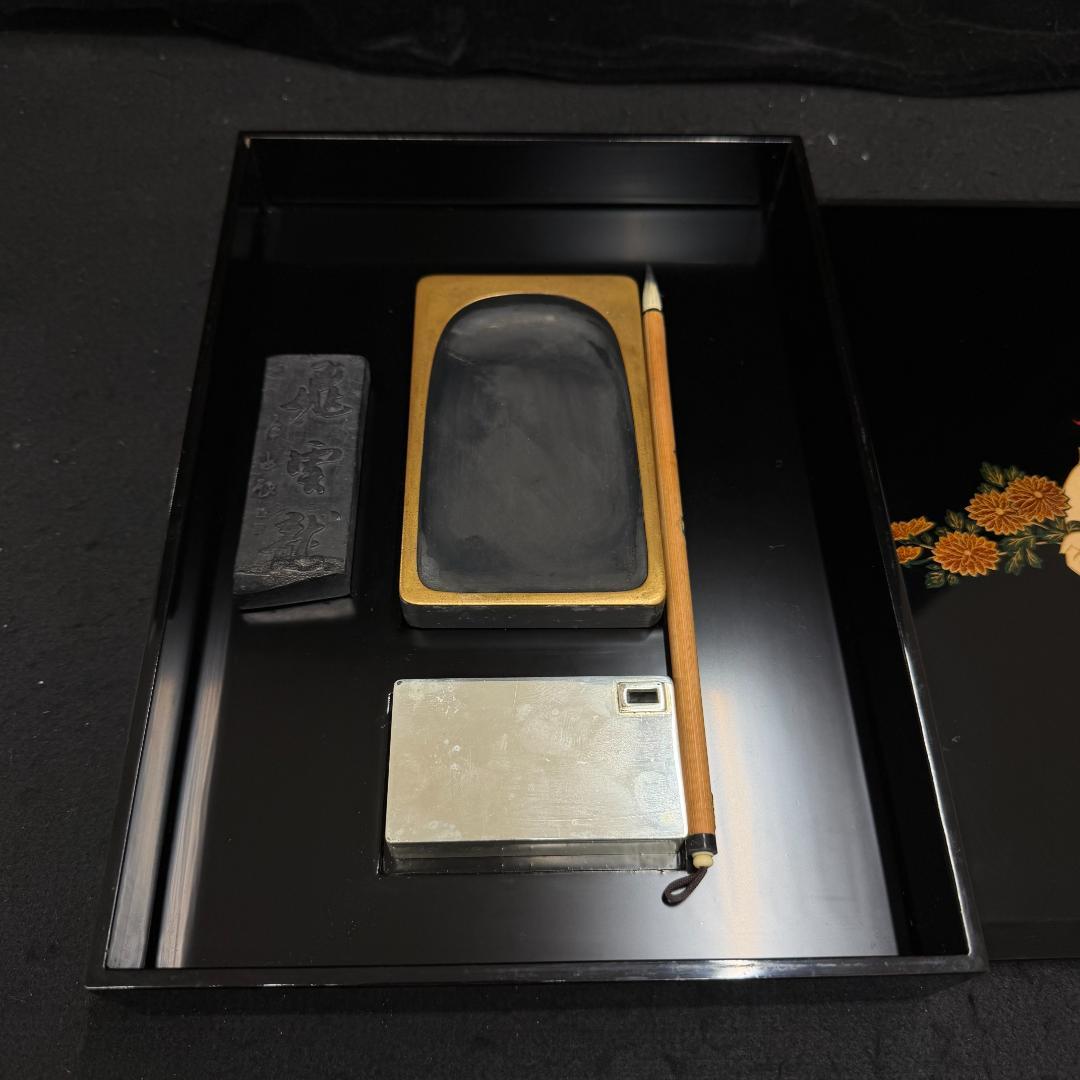 硯箱 平安 象彦 蒔絵 象嵌 硯 水滴 書道具 唐子紋 - メルカリ