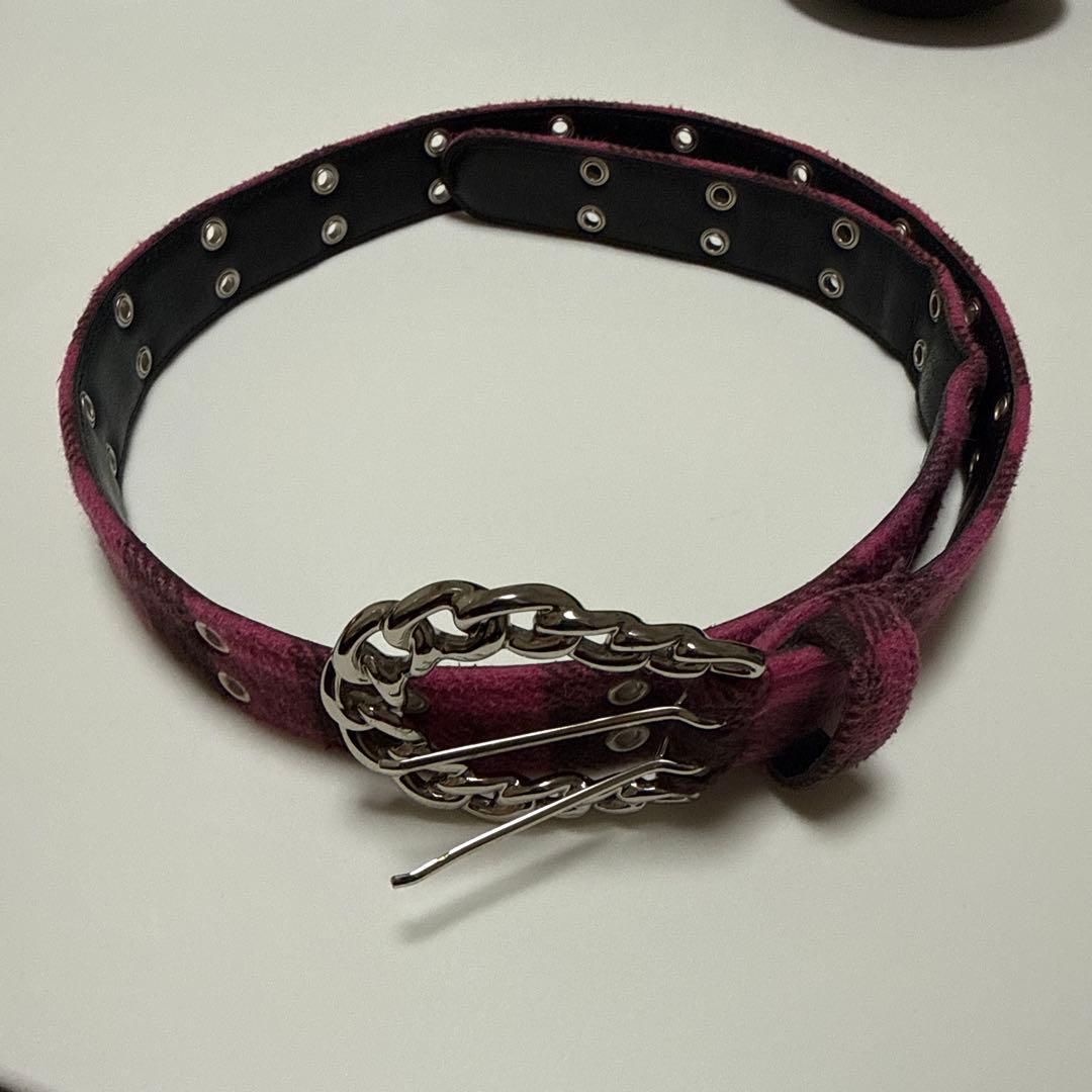 AFB ベルト　遠藤守着用 完売品】afb ベルト belt チェック柄 黒 グレー Lサイズ 円堂守着用