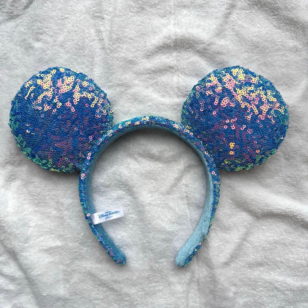 ミッキー スパンコール カチューシャ 水色 - メルカリ