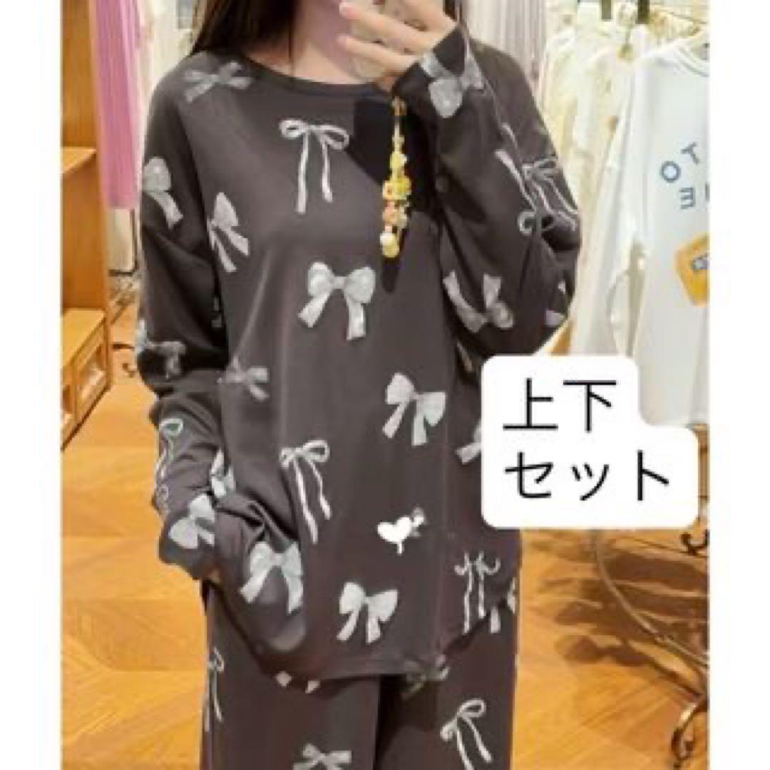 GELATO PIQUE リボン柄ルームウェア上下セット 黒 - メルカリ