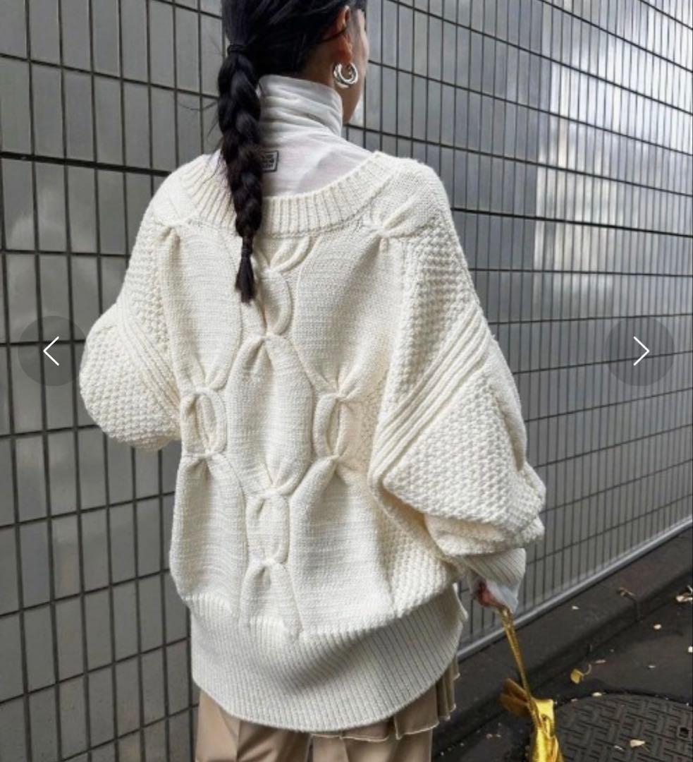 アメリヴィンテージ⁑2wayケーブルビッグニットプルオーバー ホワイト