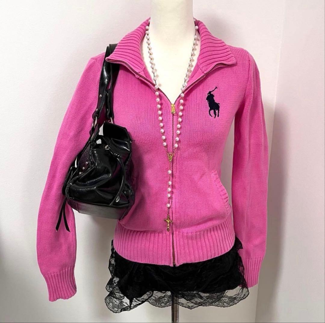 ラルフローレン ケーブル ニット ピンク y2k グランジ ノーム ロンドン