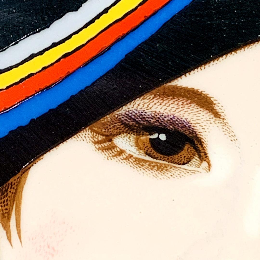 旧家蔵出 真作保証 岩田専太郎 陶板画 落款 美人画 昭和モダン R8SC16