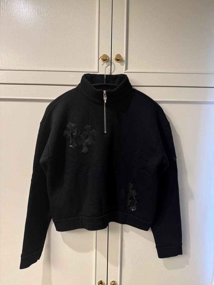 新作 希少】クロムハーツ ハーフジップ トレーナークロスパッチ ハラコ