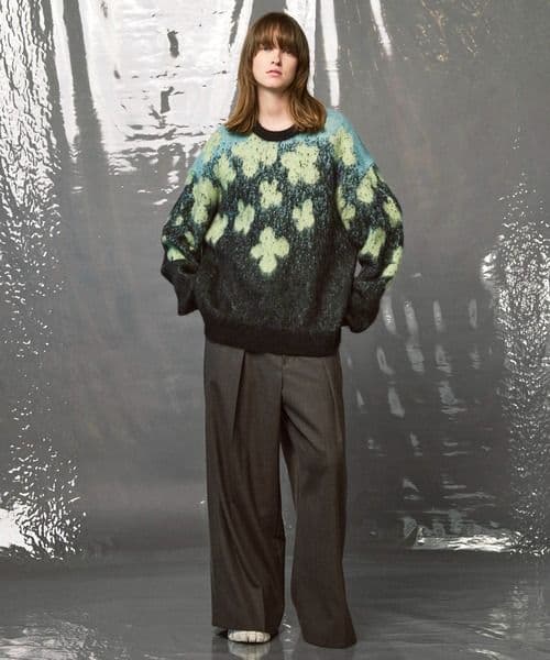 セール☆新品 フラワーグラデーションモヘアシャギーニットプル