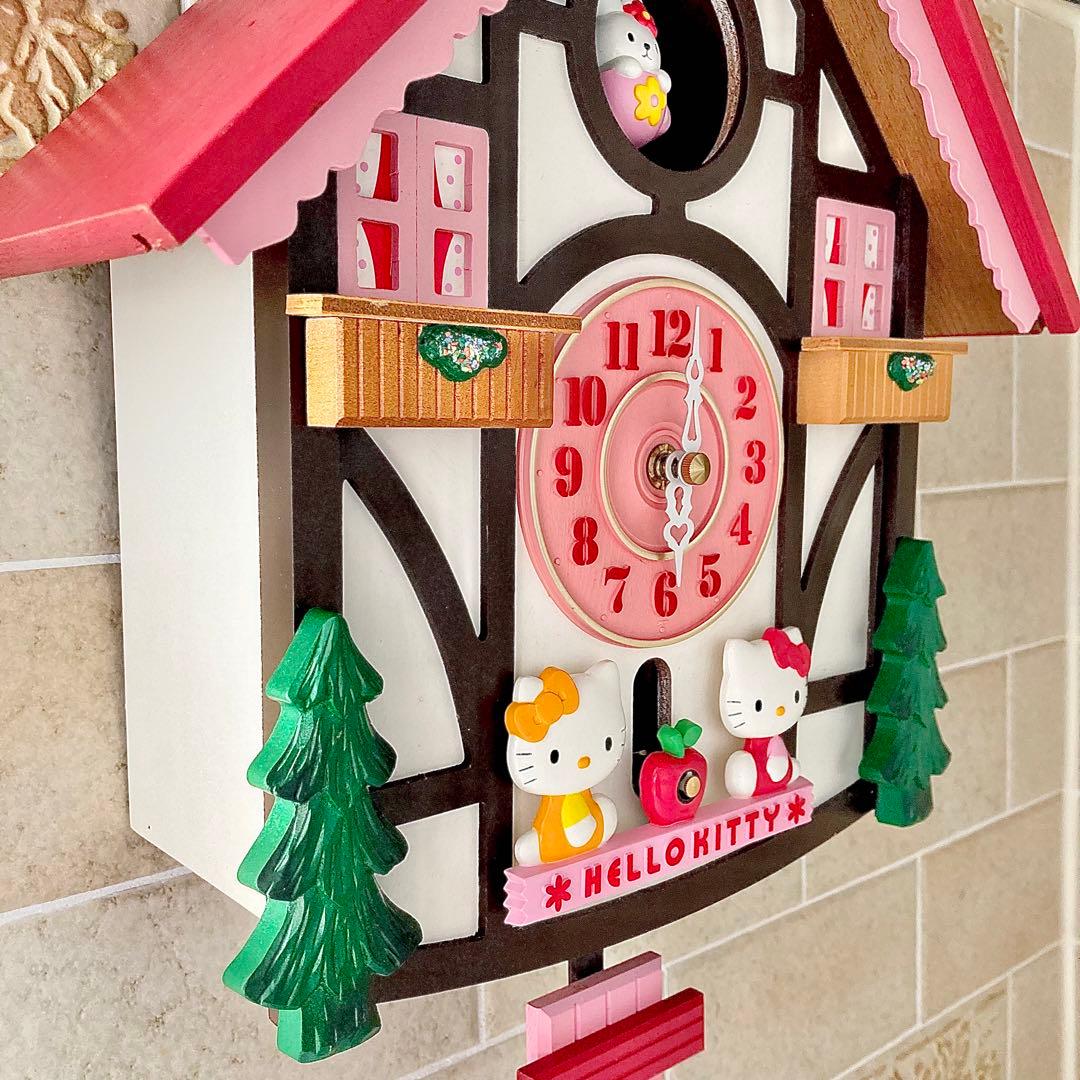 ☆希少！振り子時計 鳩時計 レトロハローキティ オルゴール 動作確認