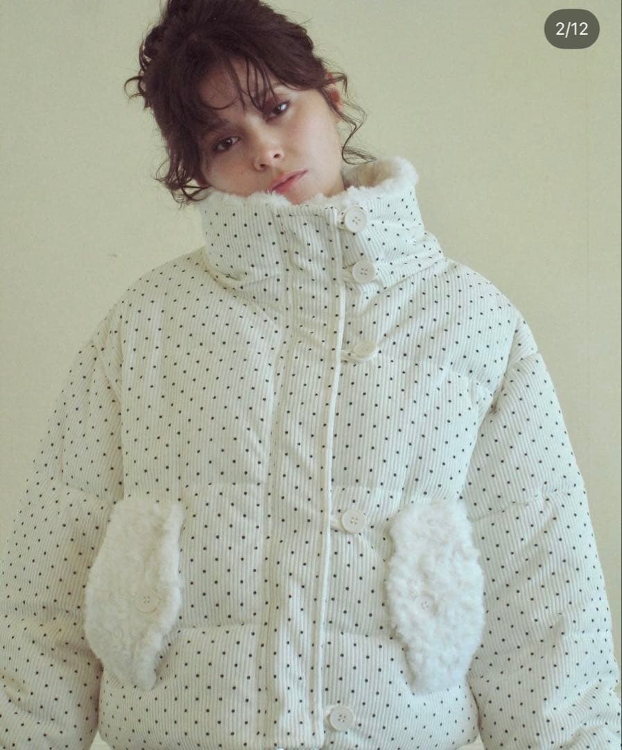 PELLICULE dot puffer coat white 完売品 ダウン - メルカリ