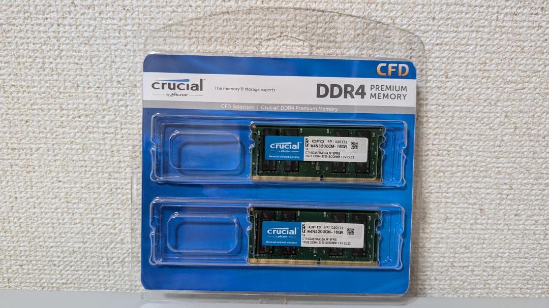 【新品未開封】Crucial 32GB=16GB×2 DDR4-3200 メモリ