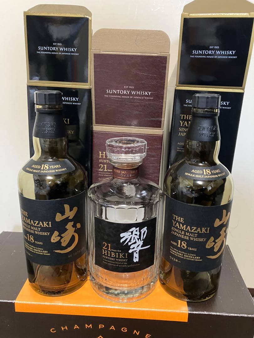 空瓶空き瓶箱　サントリー山崎18年　サントリー響21年セット 山崎18年 響21年 空瓶 未洗浄 化粧箱付き 計6セット 山崎18年 響21年