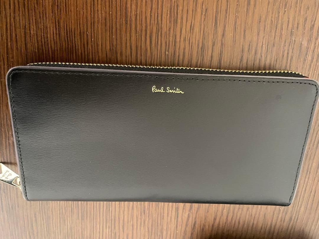 PaulSmith BPW385 ブラックレザー長財布 ゴールドファスナー シンプル