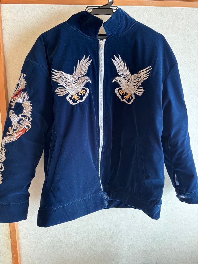 50s復刻 別珍スーベニアジャケット 刺繍ドラゴン鷲紺 L - メルカリ