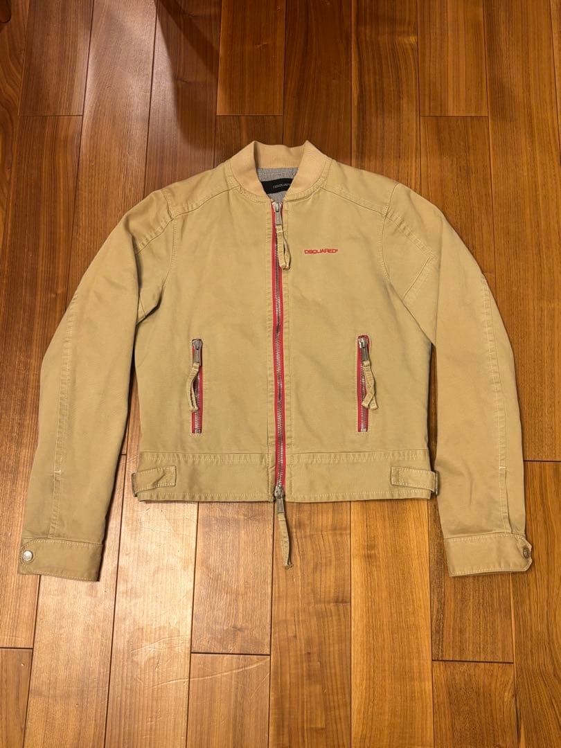 DSQUARED2ベージュ ダブルジップアップジャケット 短丈 - メルカリ