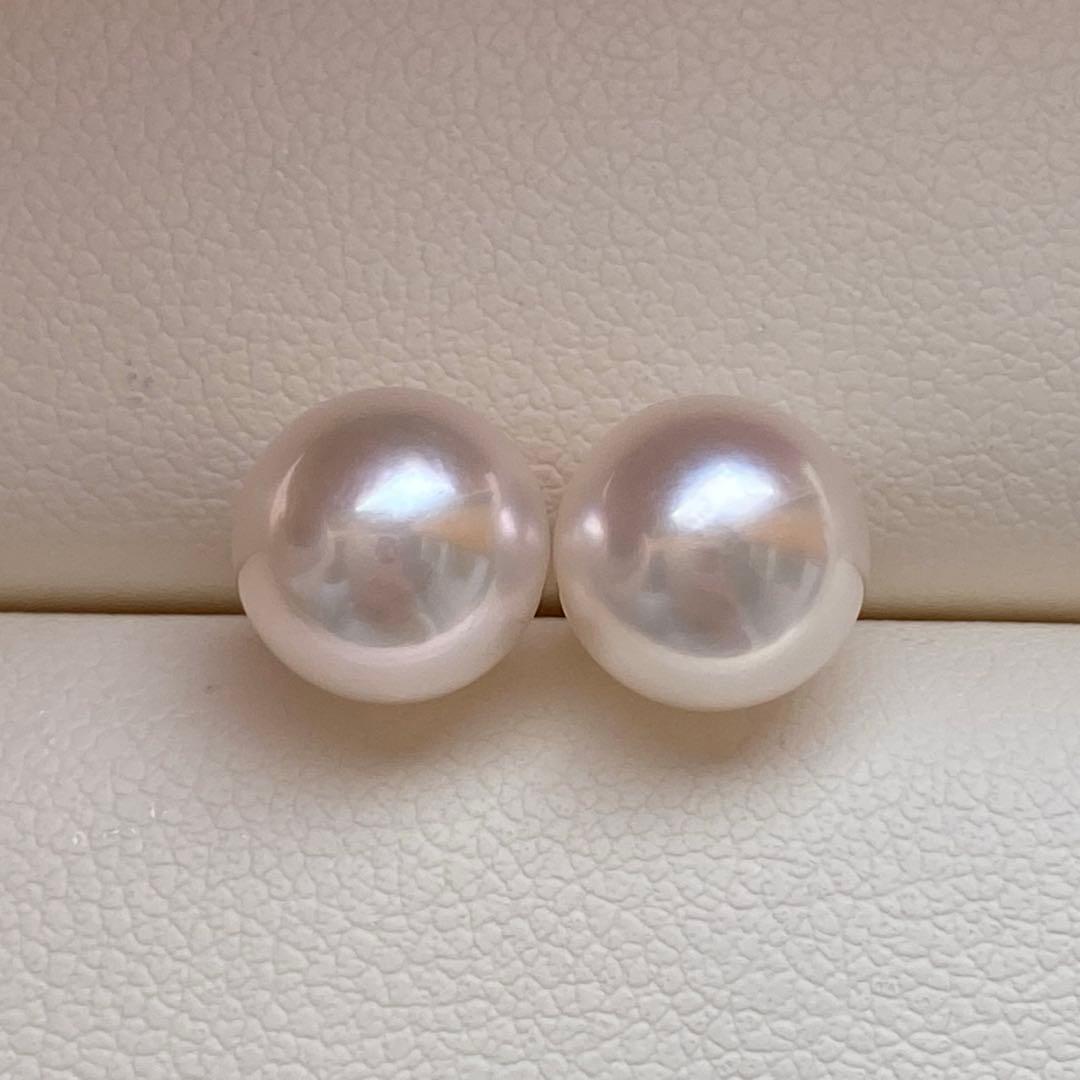 2042 あこや真珠 K18大玉8.5-9mm ピアス Aly手作 - メルカリ