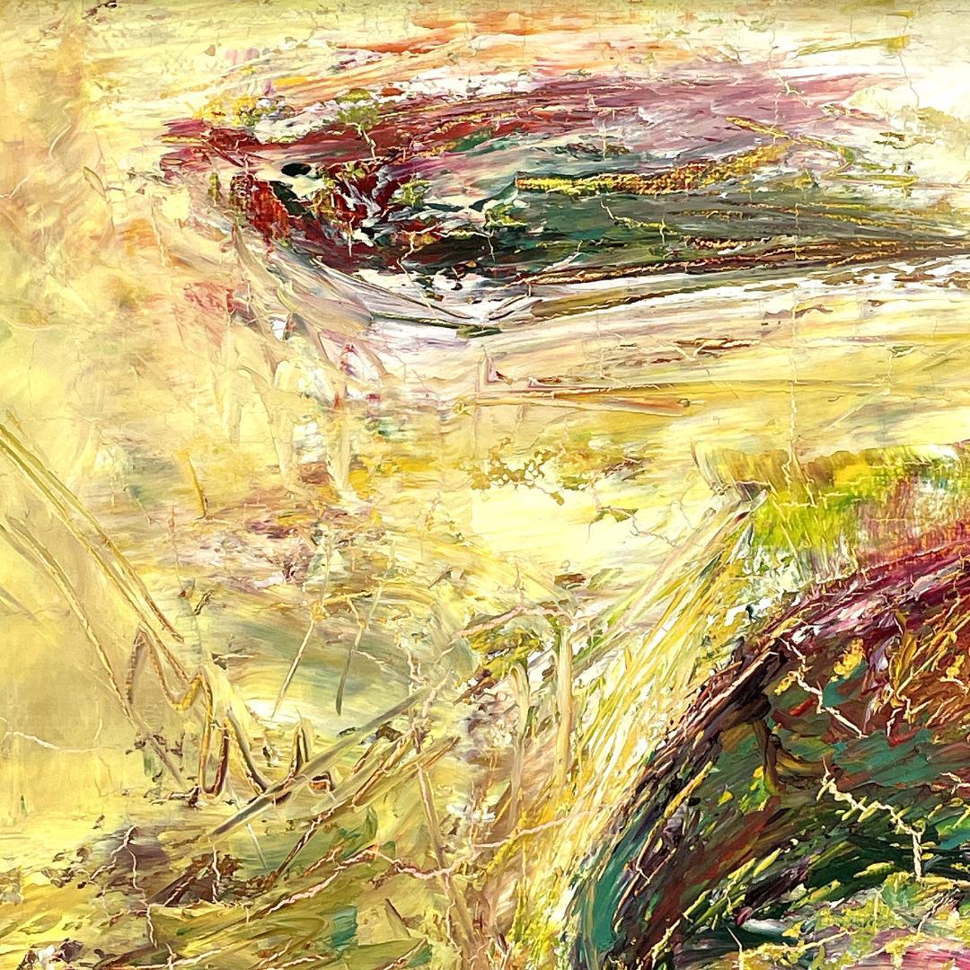 真作保証 白川アサ『ついばむ』1995 直筆サイン入り 肉筆 油絵 抽象画