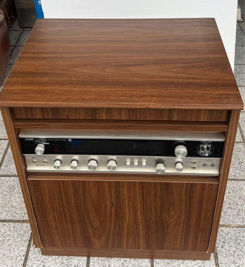 HITACHI レコードプレーヤー アンティーク家具調ステレオ 通電のみ確認