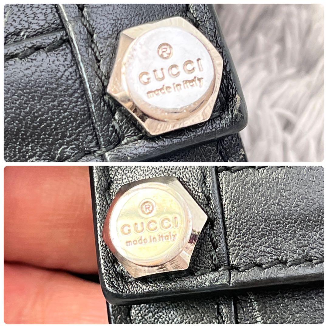 美品✨GUCCI シマ ロゴ金具 Wホック ブラック メンズ 長財布 - メルカリ