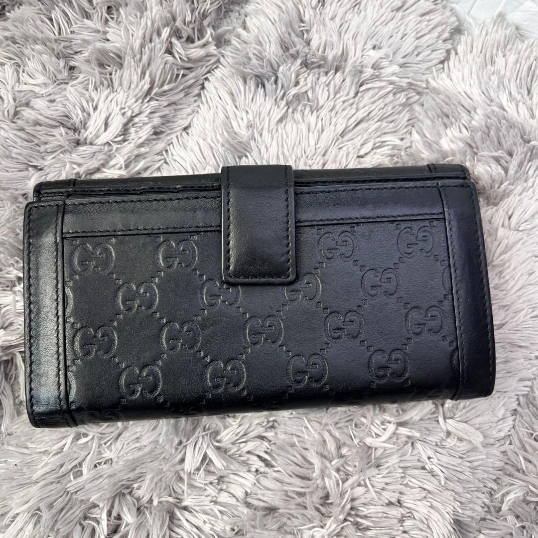 美品✨GUCCI シマ ロゴ金具 Wホック ブラック メンズ 長財布 - メルカリ