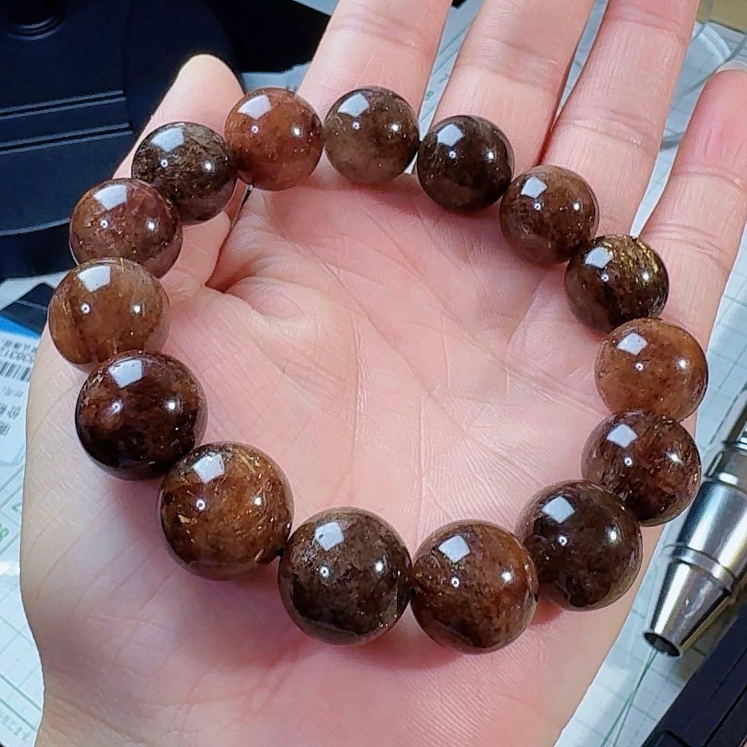 CS-0457 天然無処理 本水晶保証 天然黒金超七ブレスレット - メルカリ