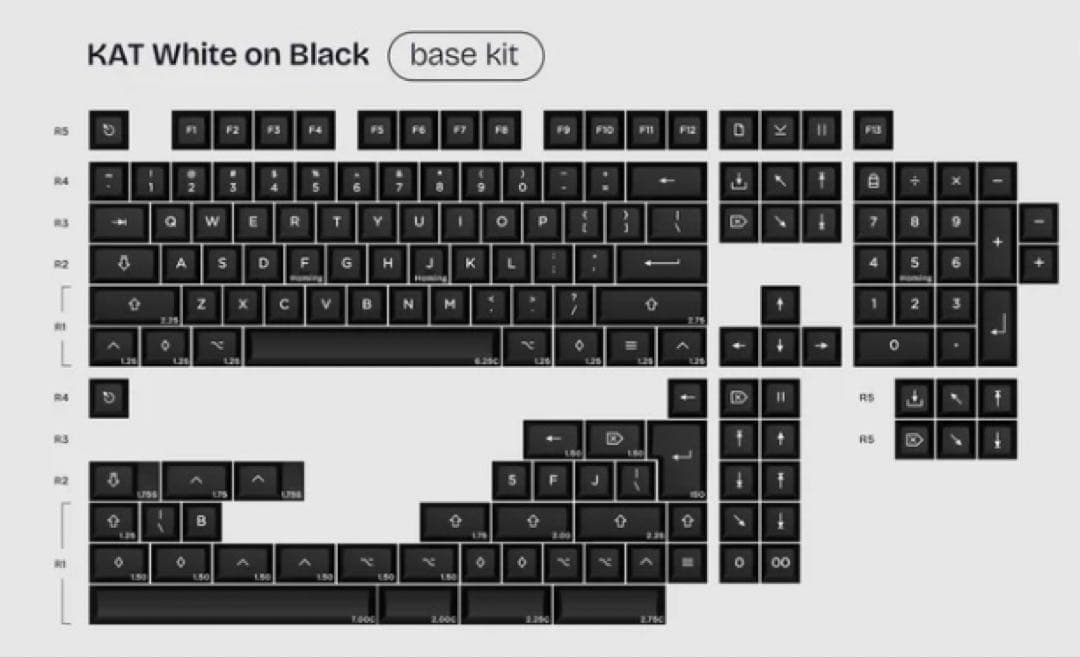 Keyreative KAT WOB keycaps、Base kit KAT White on Black Thickened Double Shot PBT Keycaps|Keyreative