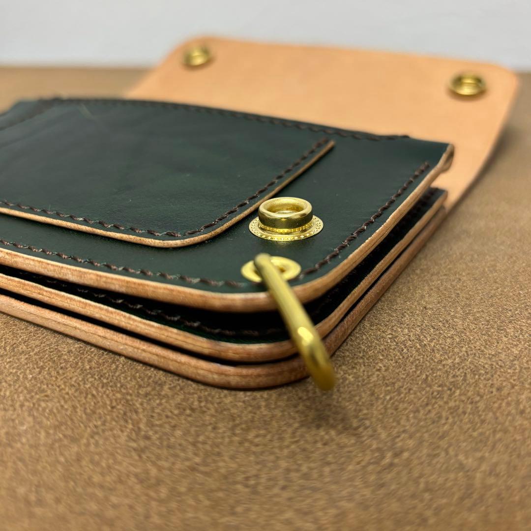 ホースハイド トラッカーウォレット ミドル 緑 3層 alps - メルカリ