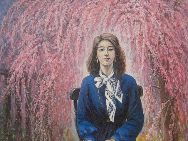 仲川美津技、【花の季節】、希少な額装用画集より、美品、新品額装付