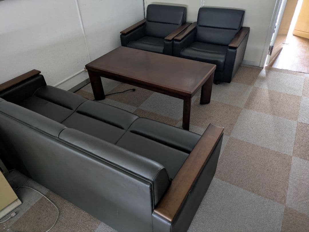 応接ソファセット 黒皮革 楽天市場】【最大1万円ｸｰﾎﾟﾝ2/19-22】 応接セット 4点セット 4人用