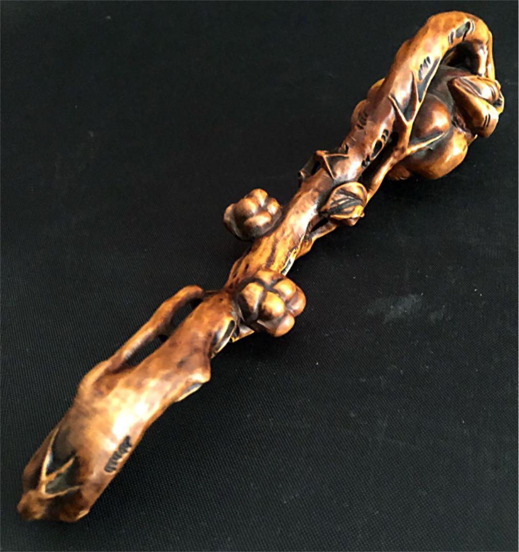 中国美術 唐 古黄楊木 細密彫り 如意 法具 - メルカリ
