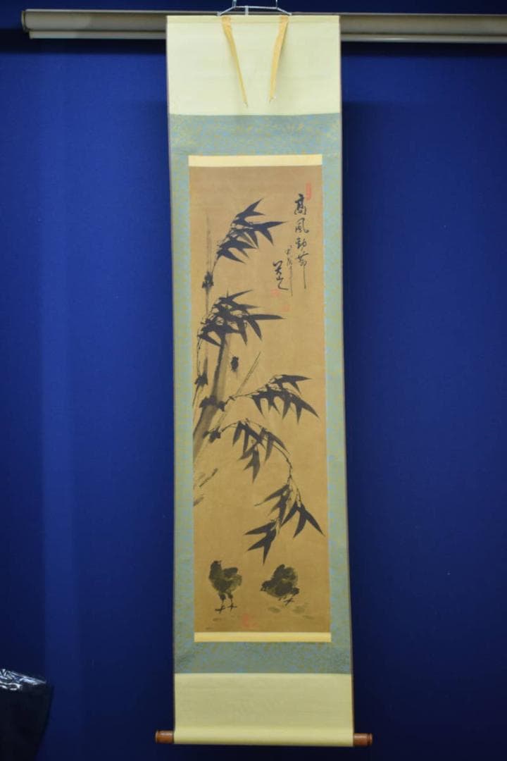 複製/作者不詳/セミに竹図/工芸/布袋屋掛軸HI-49 - メルカリ