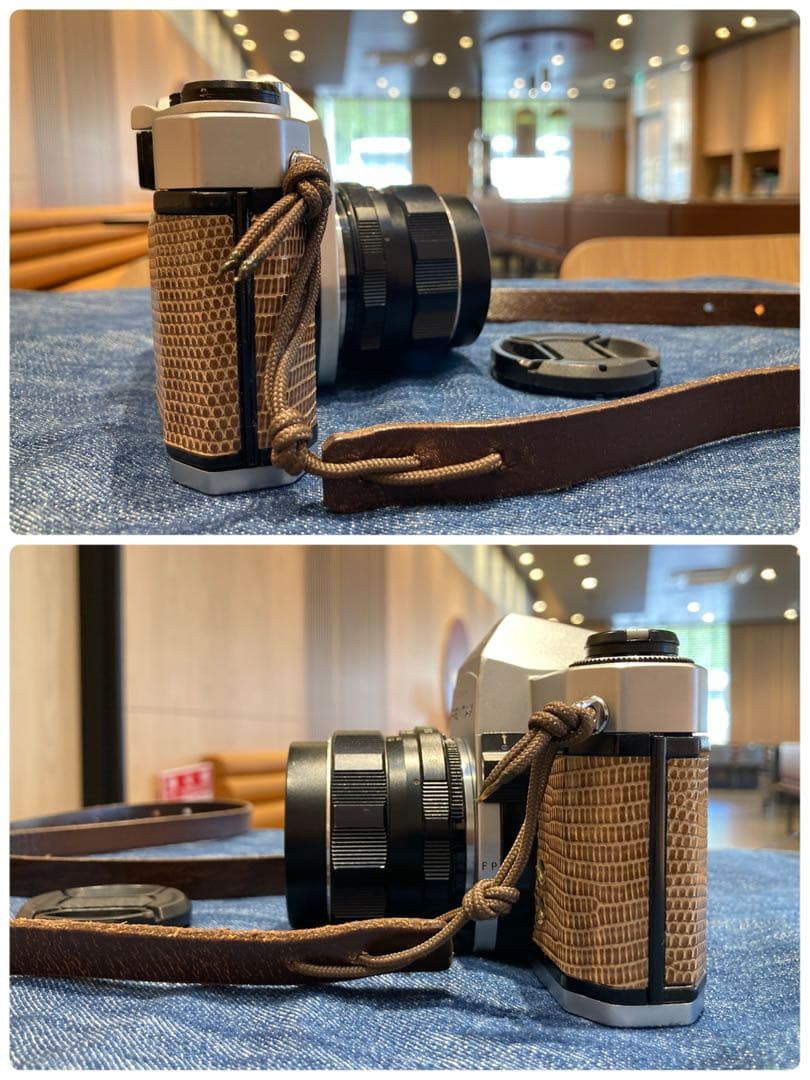 ★ブラウンベージュリザード本革外装★pentax sp ★完動＊美品＊初期保証