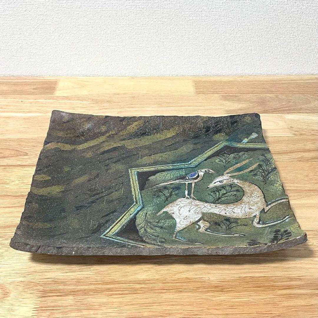 山本長左 九谷長左 飾皿 角皿 九谷焼 鹿に鳥図 - メルカリ