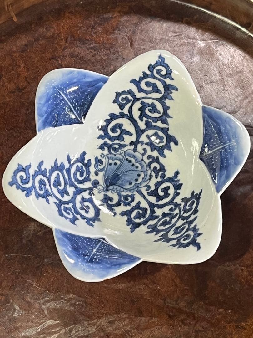 古伊万里 蝶 唐草 無傷完品 蛸唐草 花唐草 藍九谷 柿右衛門