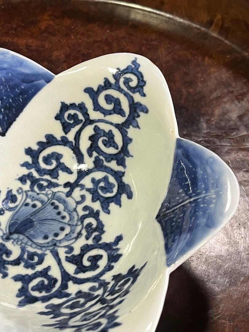 古伊万里 蝶 唐草 無傷完品 蛸唐草 花唐草 藍九谷 柿右衛門