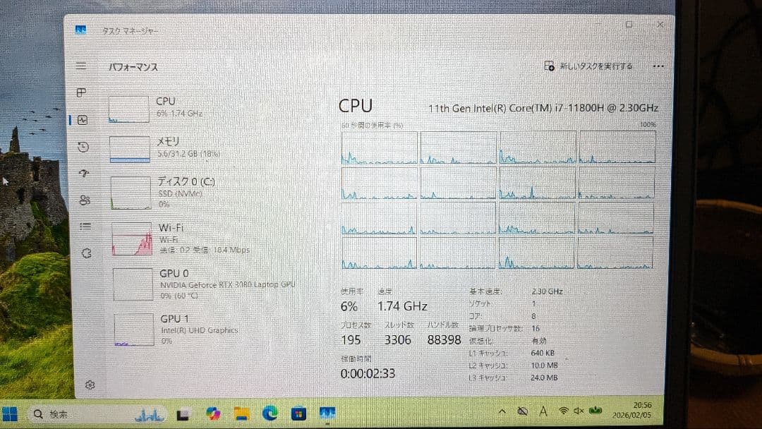 ゲーミングノート Corei7 メモリ32GB 2TBSSD RTX3080