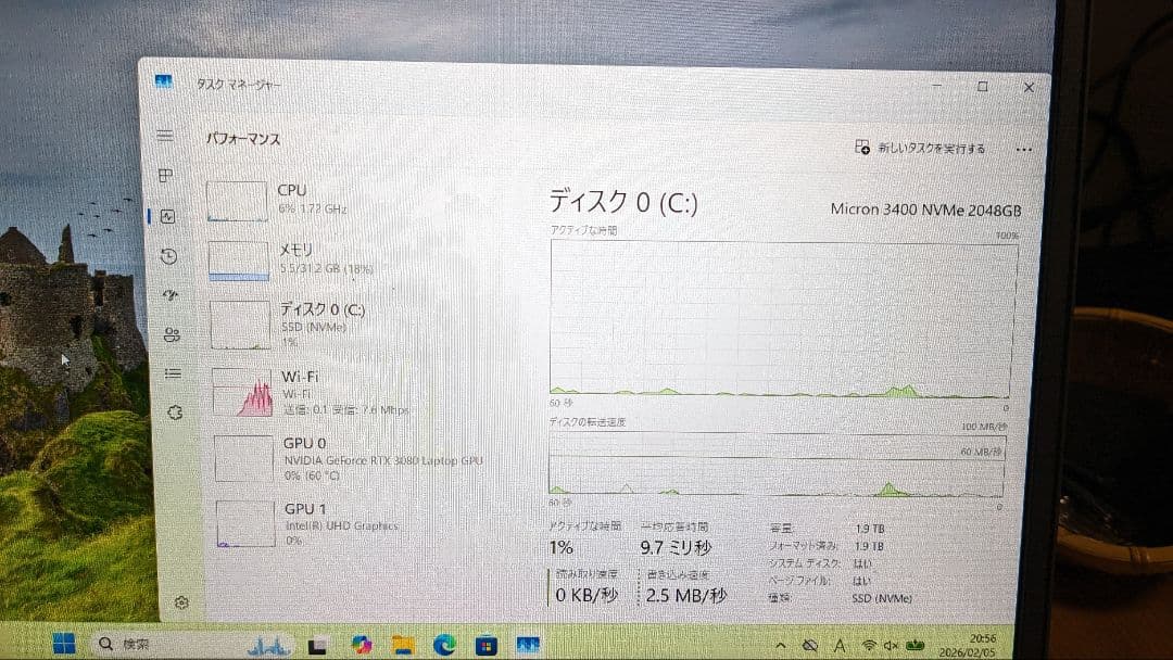 ゲーミングノート Corei7 メモリ32GB 2TBSSD RTX3080