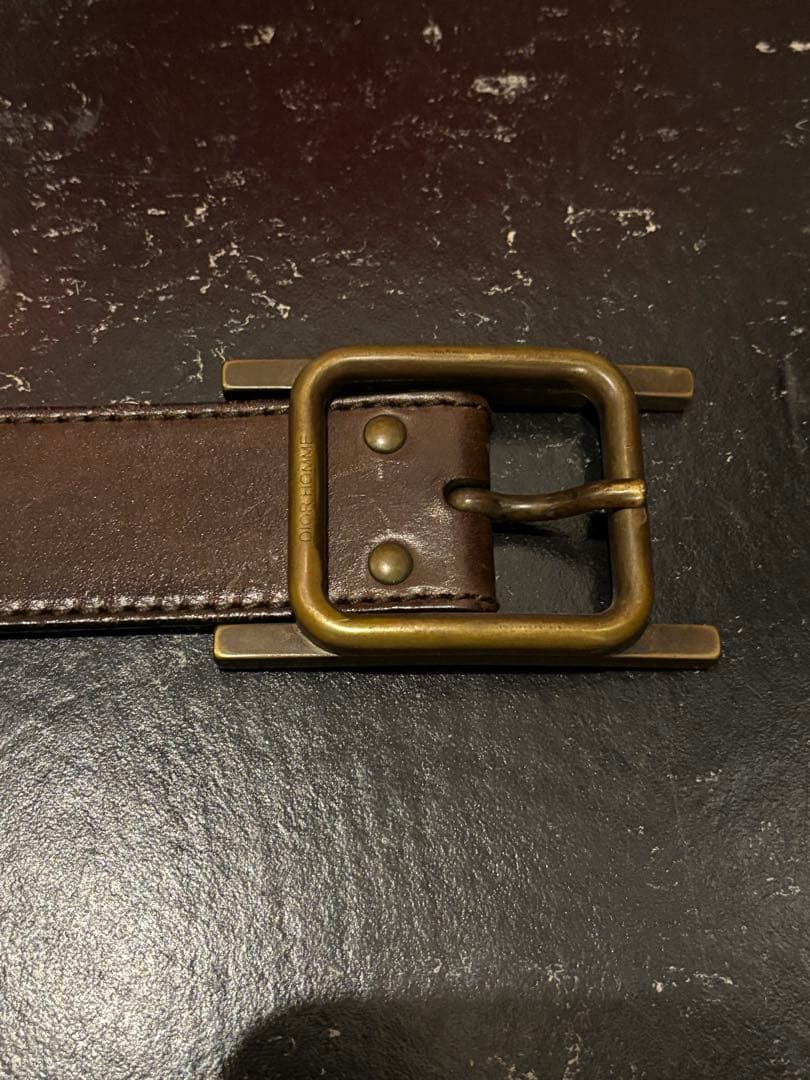 ディオールオム エディ 2005AWグラム期 Hバックルベルト 80 ブラウン