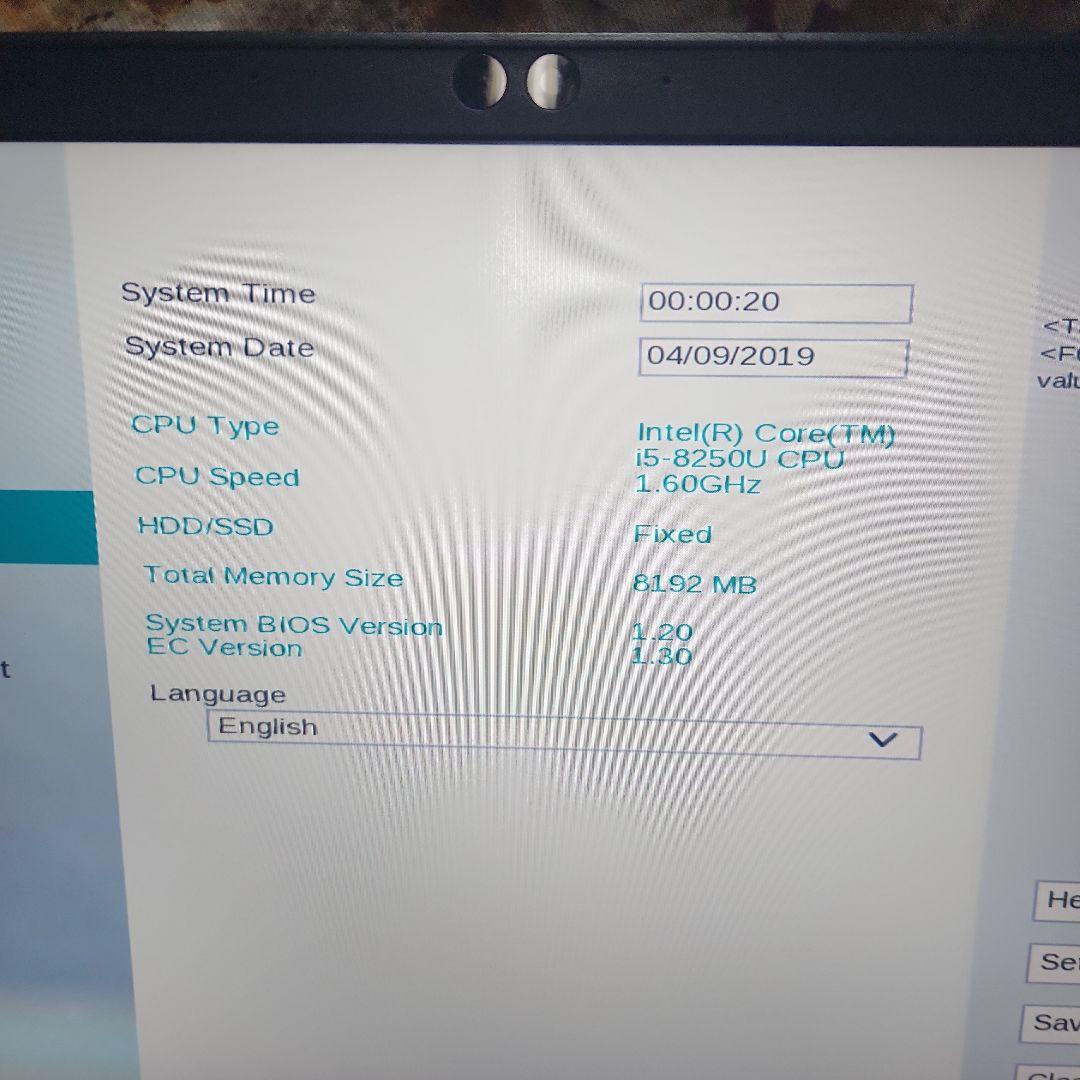 東芝 dynabook G83M i5-8250U Bios確認 　T-1