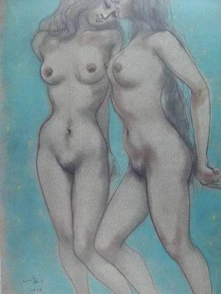 古沢岩美、星空の二人、希少大判画集画、新品額装付、状態良好 古沢岩美、星空の二人、希少大判画集画、新品額装付、状態良好 古沢