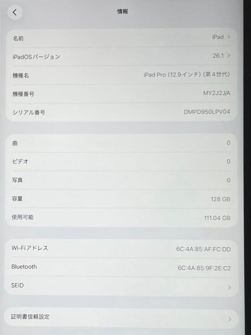 iPad Pro 12.9 第4世代 シルバー　128GB 超美品 #1
