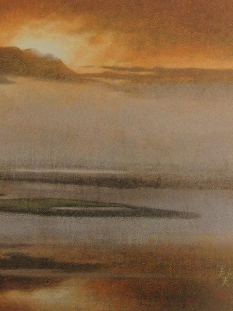 竹内邦夫、【尾瀬明ける】、希少な額装用画集より、新品額装付