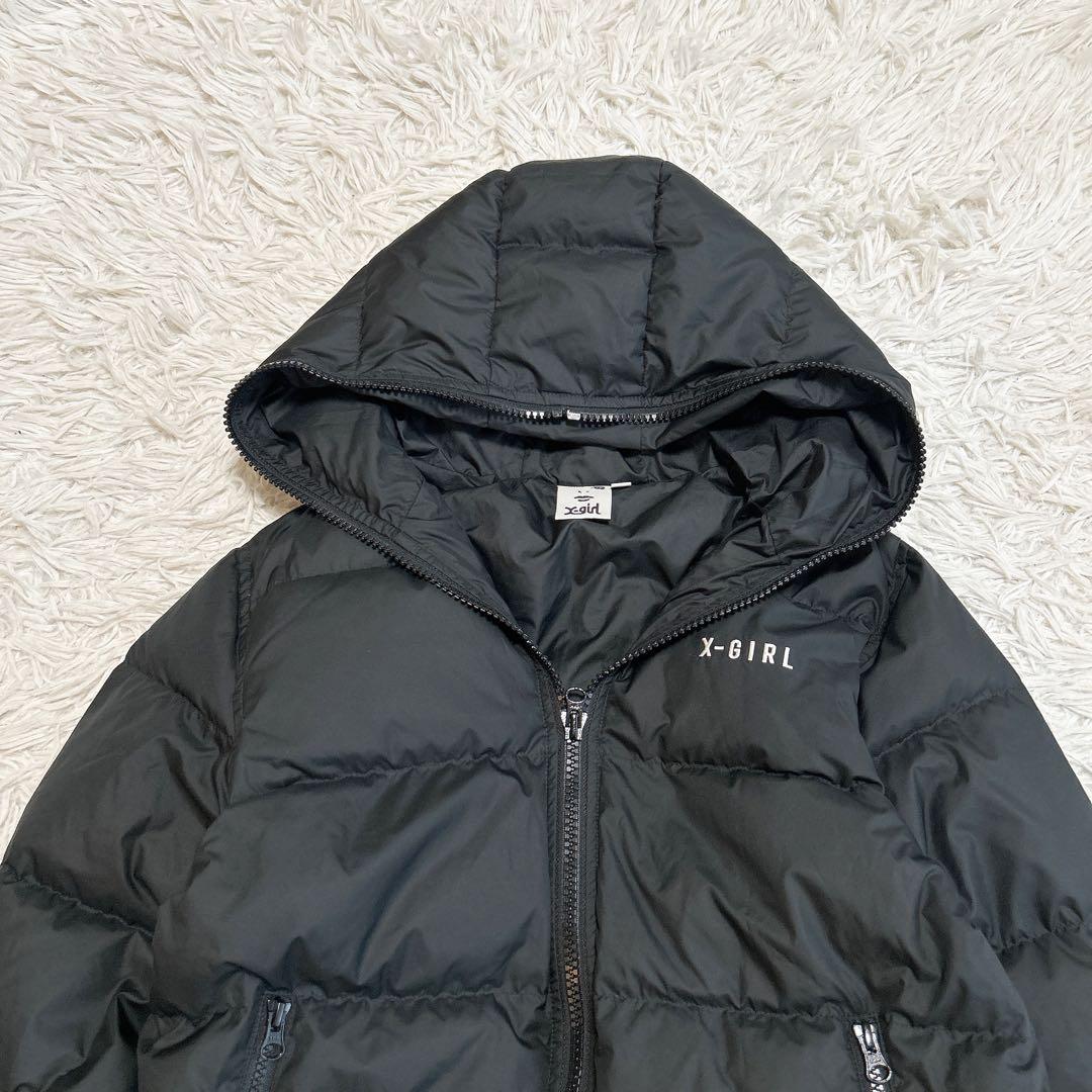 X-girl エックスガール ダウンジャケット ブラック 黒 フード付き 1