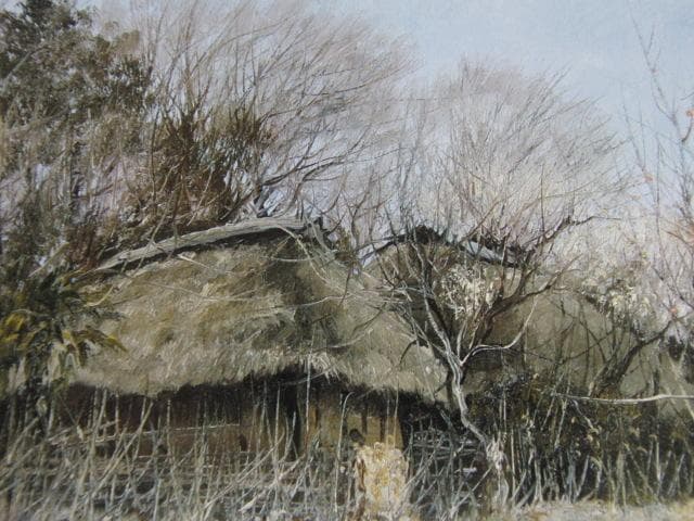 向井潤吉、【武蔵野早春（埼玉県東松山市）】、希少な額装用画集画