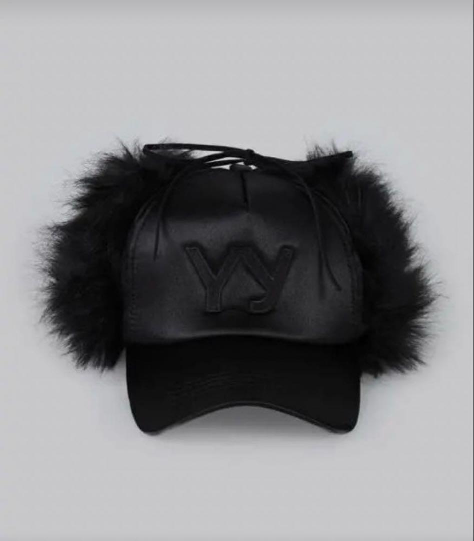 OPEN YY ファー付きキャップ 黒 - メルカリ