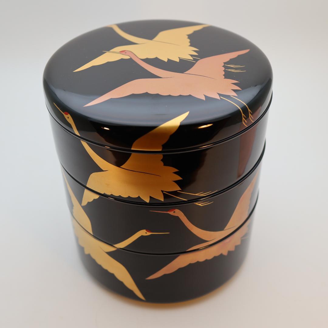 輪島塗 鶴蒔絵 三段重箱 丸型 丸重箱 - メルカリ