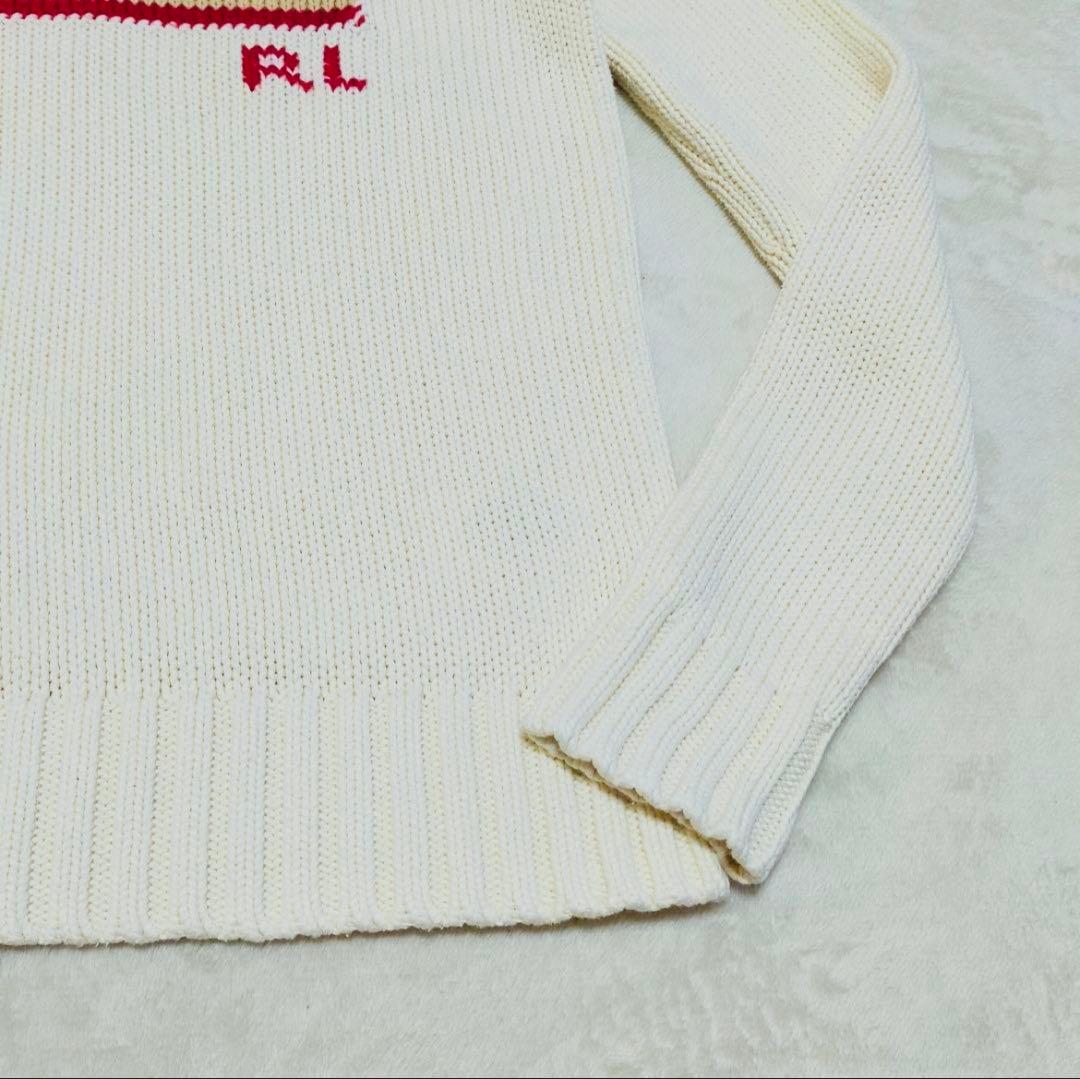 希少オフ白】ラルフローレン 星条旗 コットンニット XS 美品
