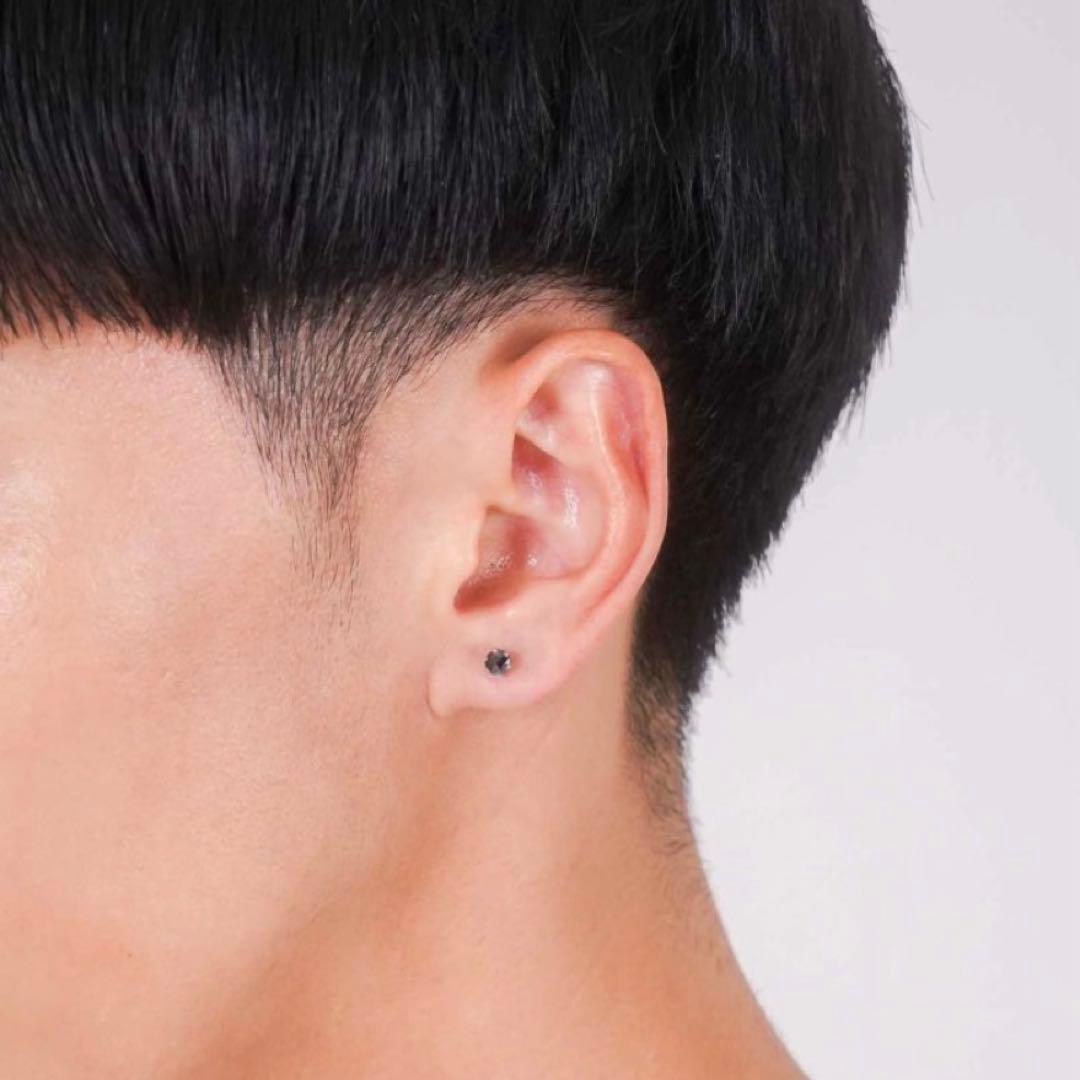 ライオンハート プラチナ ブラック ダイヤモンド ピアス Mサイズ 0.25ct