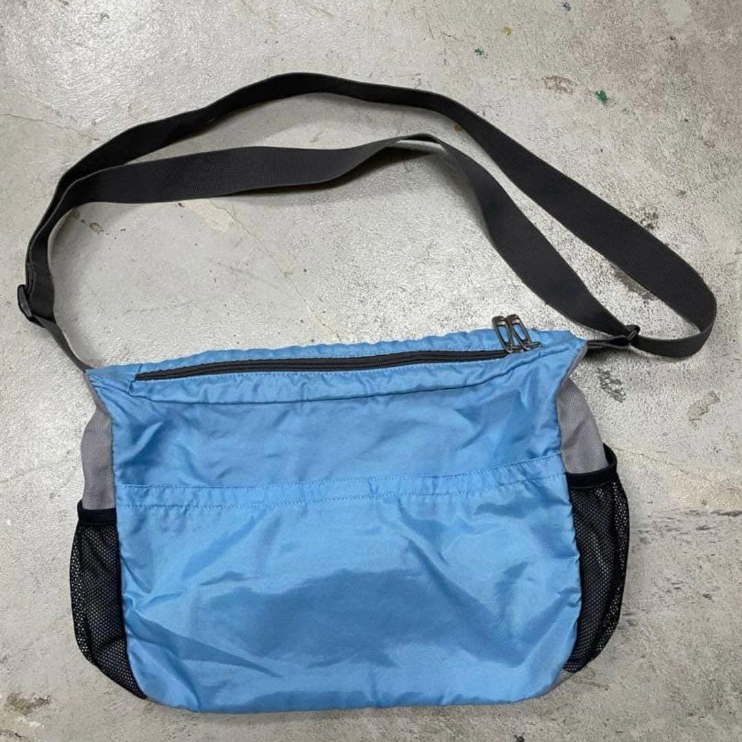 90s NIKE ナイキ ショルダーバック y2k 水色 刺繍 ナイロン テック