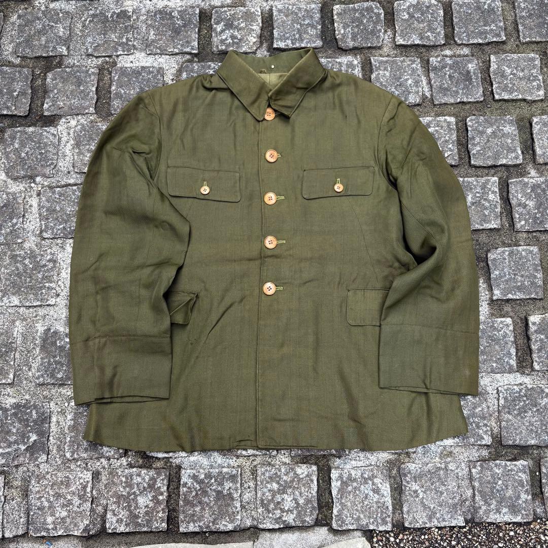 一点物 国民服 戦中 1940年代 日本製 上下セット オリーブグリーン