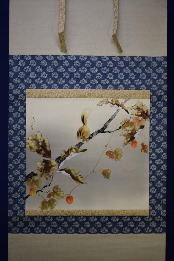 不詳/作者不詳/紅葉リス図/烏瓜/カラスウリ/布袋屋掛軸HG-839 - メルカリ