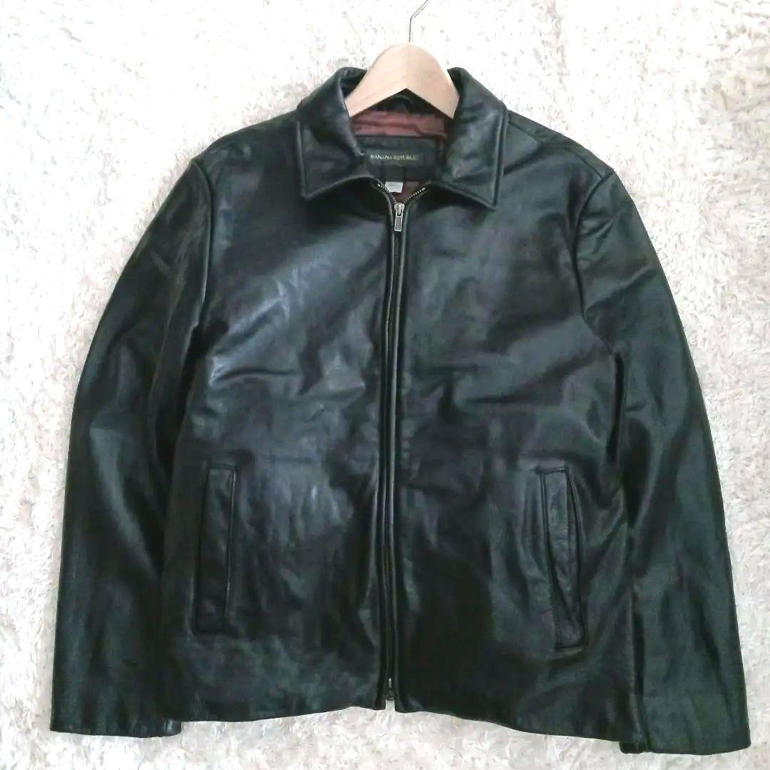 90s オールド バナナリパブリック M 肉厚 本革 シングル ダブルジップ OLD BANANA REPUBLIC オールド バナナリパブリック バナリパ シングル